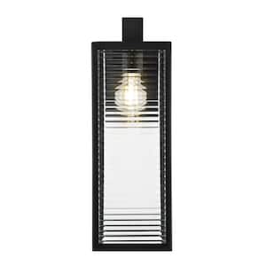 Lurelane 17 in. Matte Black 1-Light Outdoor Line Voltage Wall Sconce with No Bulb Included