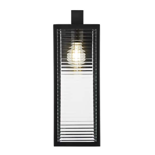 Hampton Bay Lurelane Matte Black 1-Light Line Voltage Hardwired Outdoor Porch Light Wall Lantern Sconce with No Bulb Included