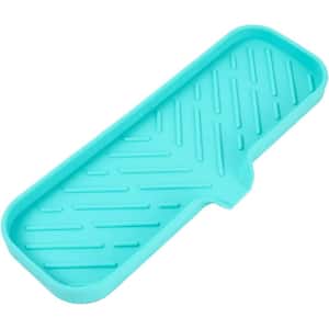 12 in. Silicone Bathroom Soap Dishes with Drain and Kitchen Sink Organizer, Sponge Holder, Dish Soap Tray in Mint