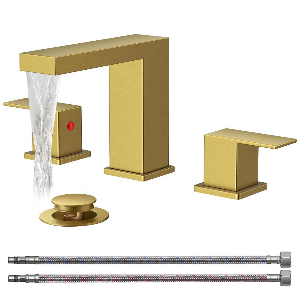 8 in. Widespread Double-Handle Bathroom Faucet with Pop-Up Drain in Gold price history on PriceWatchPro