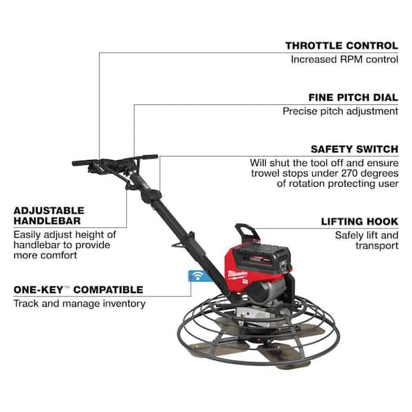 Milwaukee MX FUEL Lithium-Ion Cordless 36 in. Walk-Behind Trowel