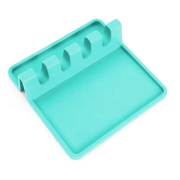 Zulay Kitchen Silicone Utensil Rest with Drip Pad for Multiple Utensils Aqua Sky