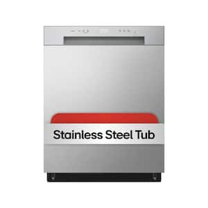 24 in. Stainless Look Front Control Dishwasher with Stainless Steel Tub and SenseClean