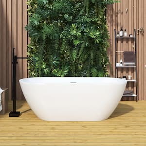 67 in. x 29 in. Acrylic Soaking Bathtub with Center Drain in White