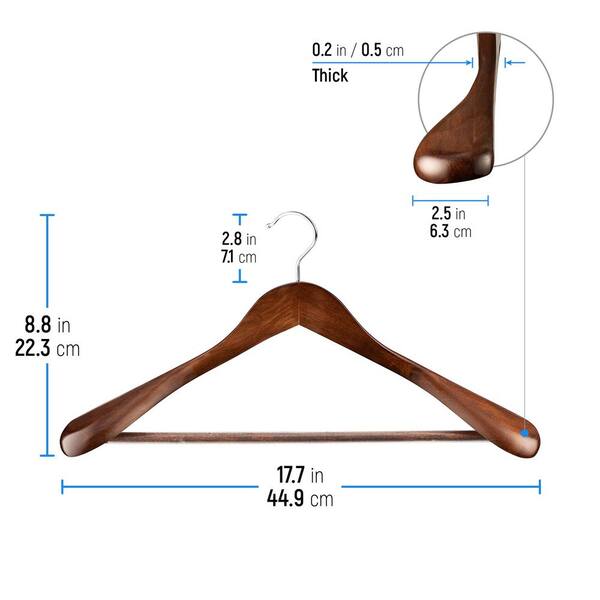 Thicker Non-Slip Rubber Pants Bar Heavy Duty Wood Coat Hangers in Smooth  Retro Finish, Boutique Wooden Suit Hangers