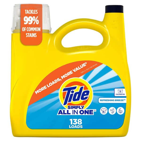 Simply All in 1 Refreshing Breeze Scent Liquid Laundry Detergent, 138-Loads, 182 fl. oz.