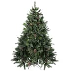 6.5 ft. Unlit Snowy Delta Pine with Pine Cones Artificial Christmas Tree
