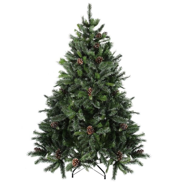 Northlight 6.5 ft. Unlit Snowy Delta Pine with Pine Cones Artificial Christmas Tree