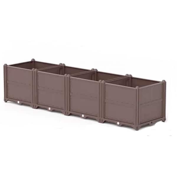 Unbranded 63 in. Outdoor Plastic Rectangular Raised Garden Box, Raised Garden Bed Planter for Vegetables, Grass, Lawn, Yard