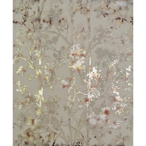 56.9 sq. ft. Khaki Shimmering Foliage Wallpaper