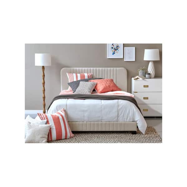 Pulaski Furniture All-in-One Beige King Bed with Channeled Headboard and Footboard