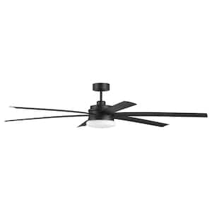 Chillz 72 in. Indoor/Outdoor Dual Mount Flat Black Finish Ceiling Fan, Smart Wi-Fi Enabled Remote, Integrated LED Light