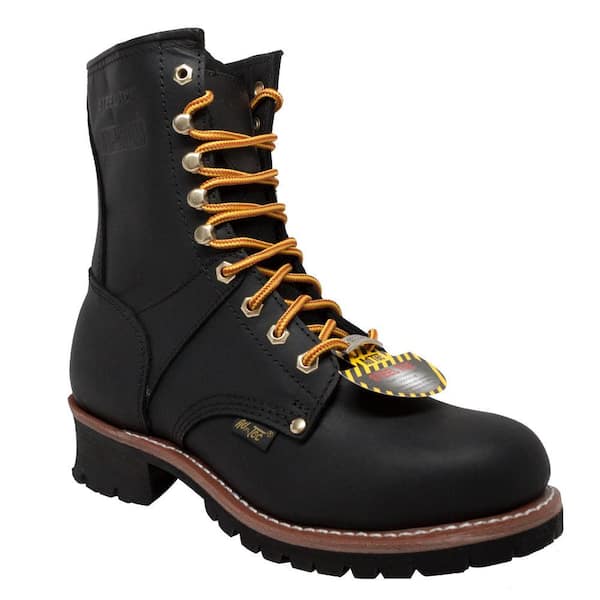 Men's Crazy Horse 9'' Logger Boot - Steel Toe - Black Size 12(M)