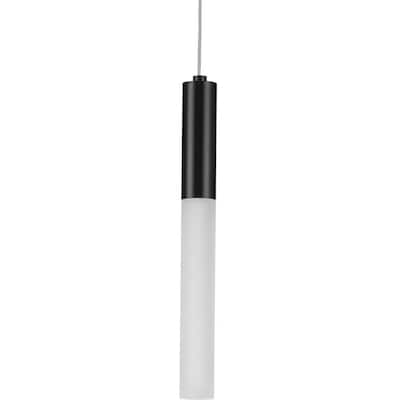 Kylo LED Collection 1-Light Matte Black Frosted Glass LED Modern Pendant Hanging Light