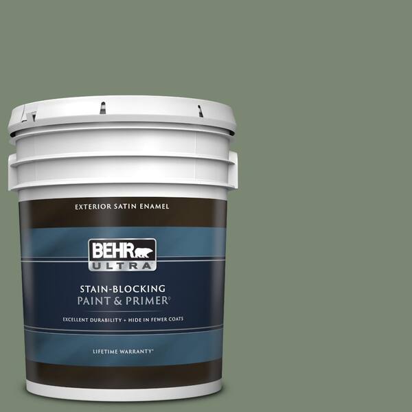 BEHR ULTRA 5 gal. #440F-5 Winter Hedge Satin Enamel Exterior Paint & Primer