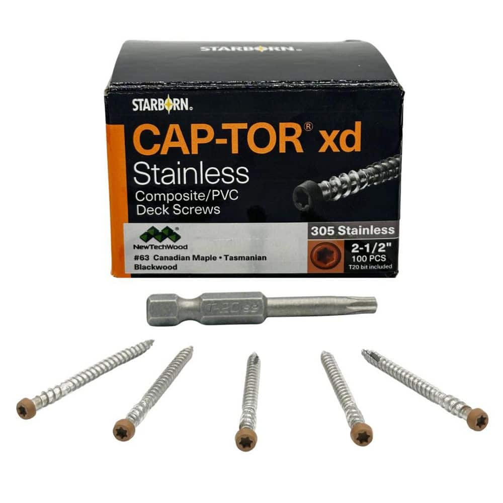 1-Pack #10 x 2-1/2 in. Tasmanian Blackwood Stainless Steel Torx Flat Undercut Composite Deck Screw(1.22 lbs. /100-Piece) price history on PriceWatchPro