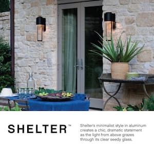 Shelter Black Outdoor LED Wall Cylinder Light with Dark Sky