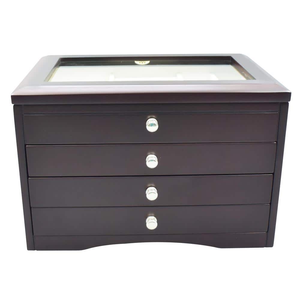 Elegant Glass Lift Top Java Jewelry Box