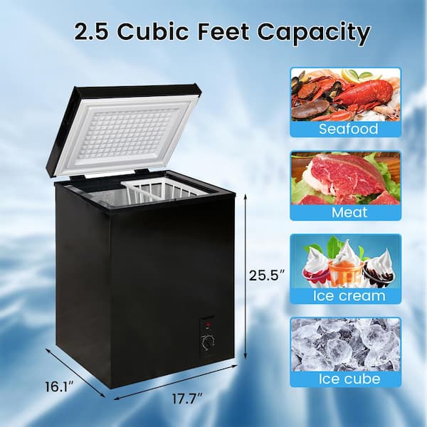 New Chest Freezer, 3.5 Cubic Feet Small Deep Freezer, Mini Deep Freezer  with Storage Basket and Adjustable Legs, Freezer Chest for Home, Kitchen,  Office, Bar
