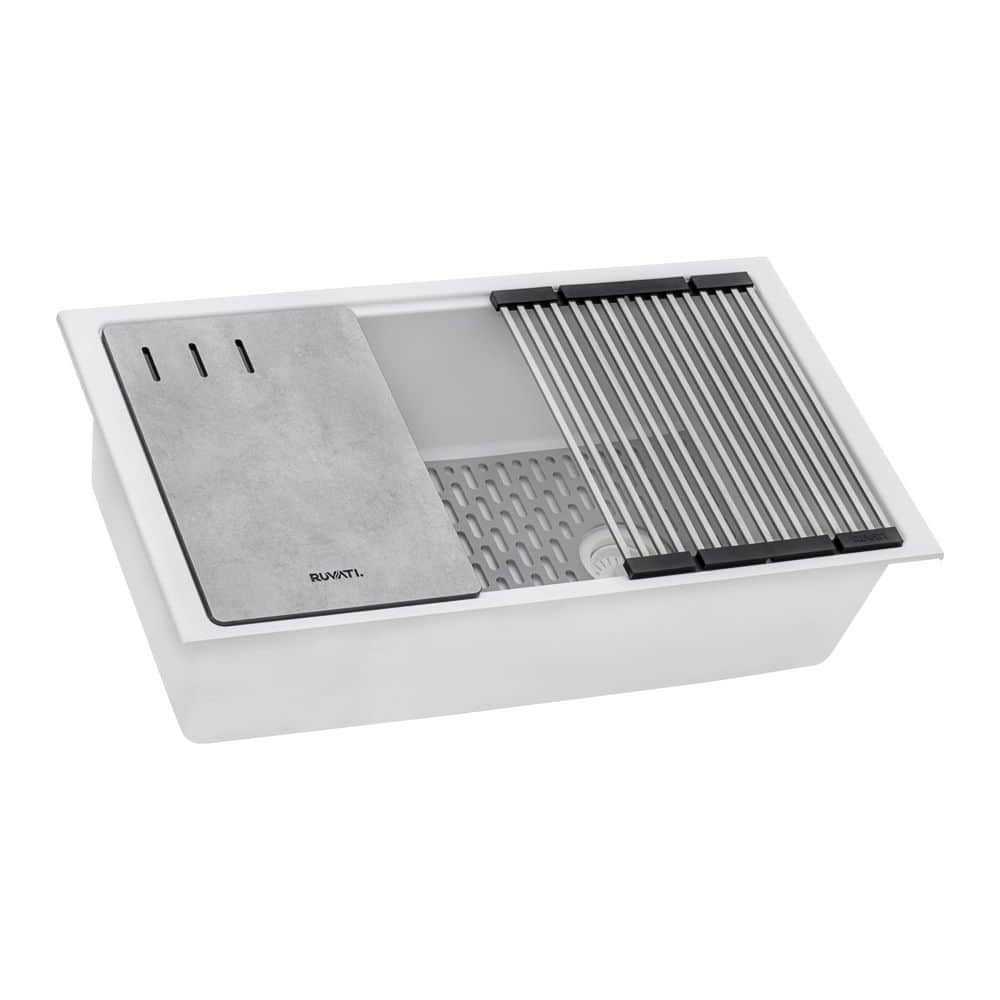 UPC 664213536635 product image for EpiStage 33 in. Undermount Single Bowl Kitchen Sink in Arctic White Granite Quar | upcitemdb.com