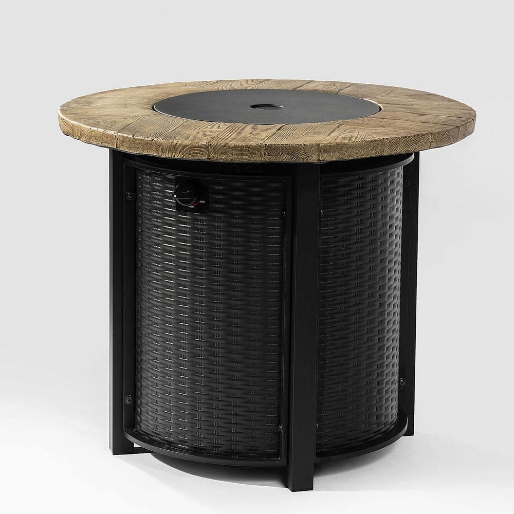 30 in. Round Fire Pit Table 40,000 BTU Propane Fire Table with Lava Rocks a