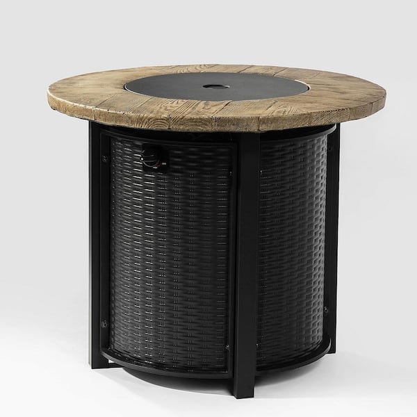 Unbranded 30 in. Round Fire Pit Table 40,000 BTU Propane Fire Table with Lava Rocks and Lid for Patio Garden Backyard