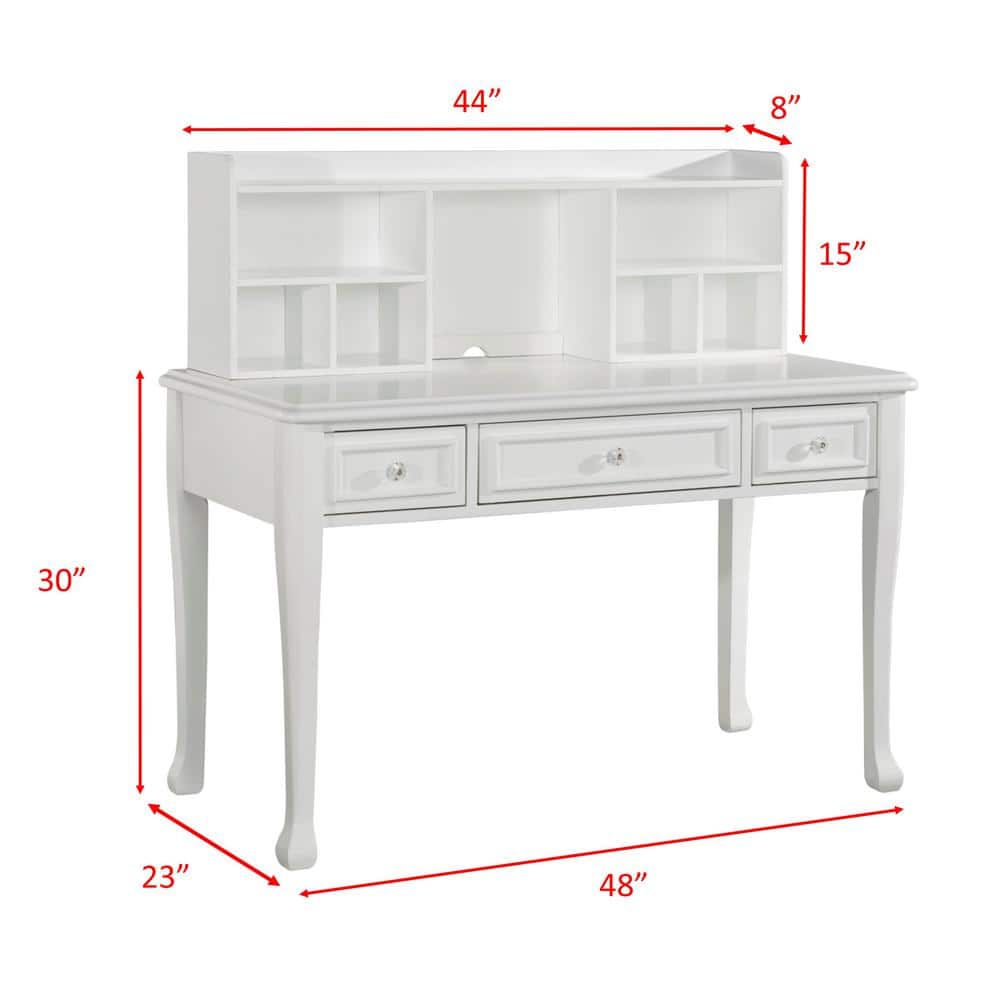 White Pine Writing Desk with Hutch and Drawers