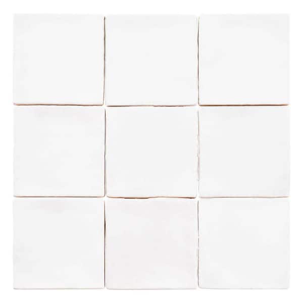 Jenae Signet Grey 4 in. x 4 in. Zellige Glossy Ceramic Wall Tile (5.38 sq. ft. / Case)
