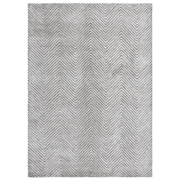 Glamour 6 ft. x 9 ft. Silver Solid Color Chevron Area Rug
