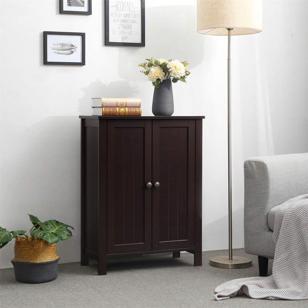 Brown MDF Living Room Cabinet with Adjustable Shelving