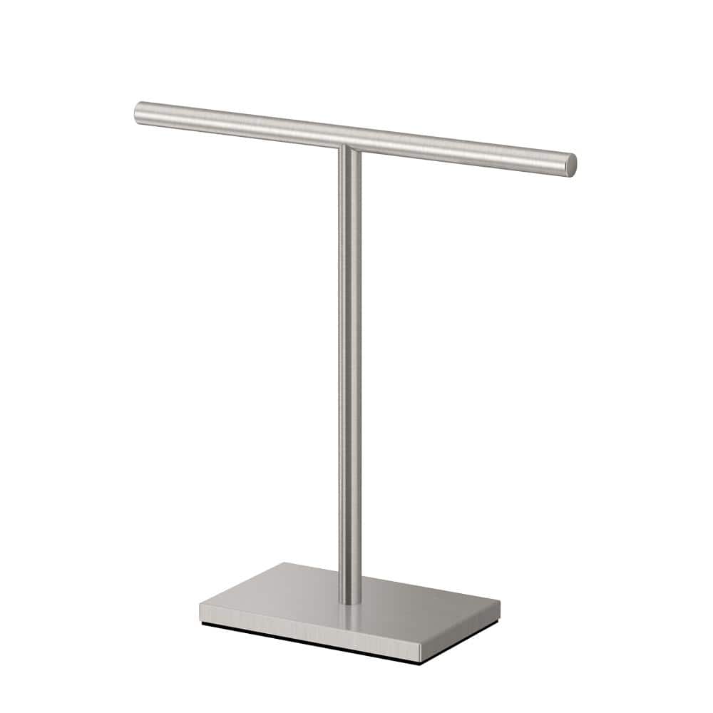 Satin Nickel Freestanding Countertop Hand Towel Holder with Weighted Base