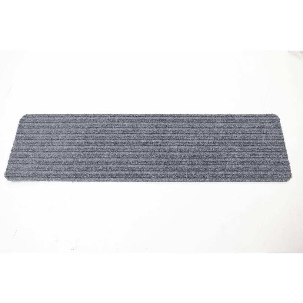 Gray Polyester Skid Resistant Rectangle Carpet Stair Treads Set