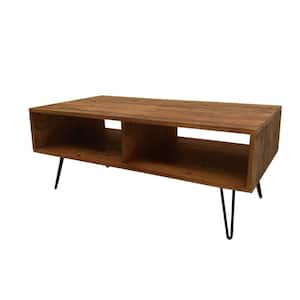 42 in. Brown and Black Rectangle Wood Top Coffee Table