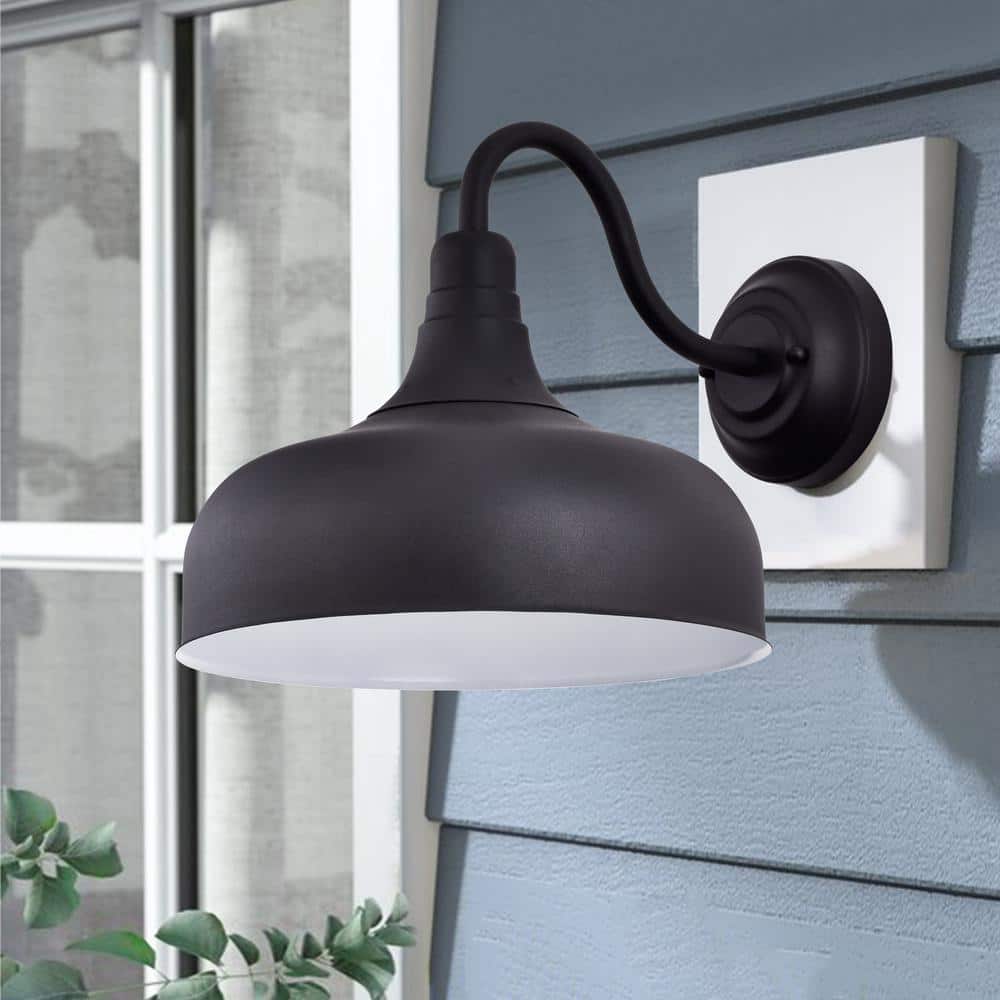 Matte Black Industrial LED Outdoor Barn Light Sconce
