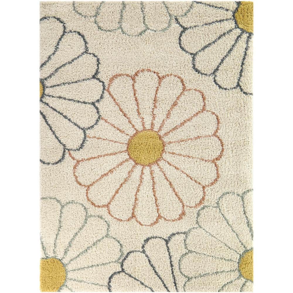 Sara Cream 4 ft. x 6 ft. Floral Area Rug
