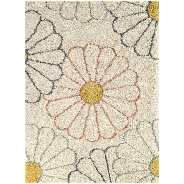 Sara Cream 5 ft. x 7 ft. Floral Area Rug