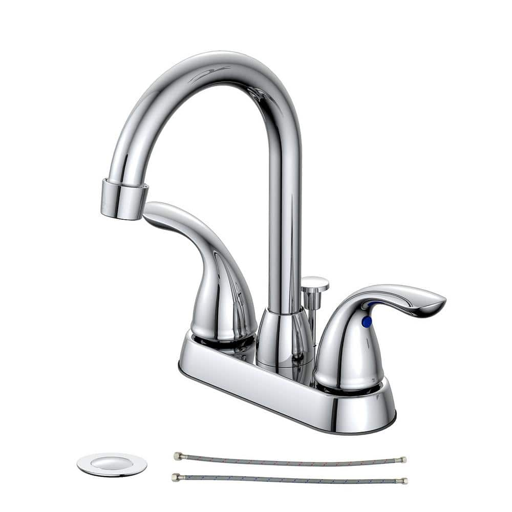 Alima 4 in. Centerset 2-Handle High-Arc Bathroom Faucet in Chrome, Grey