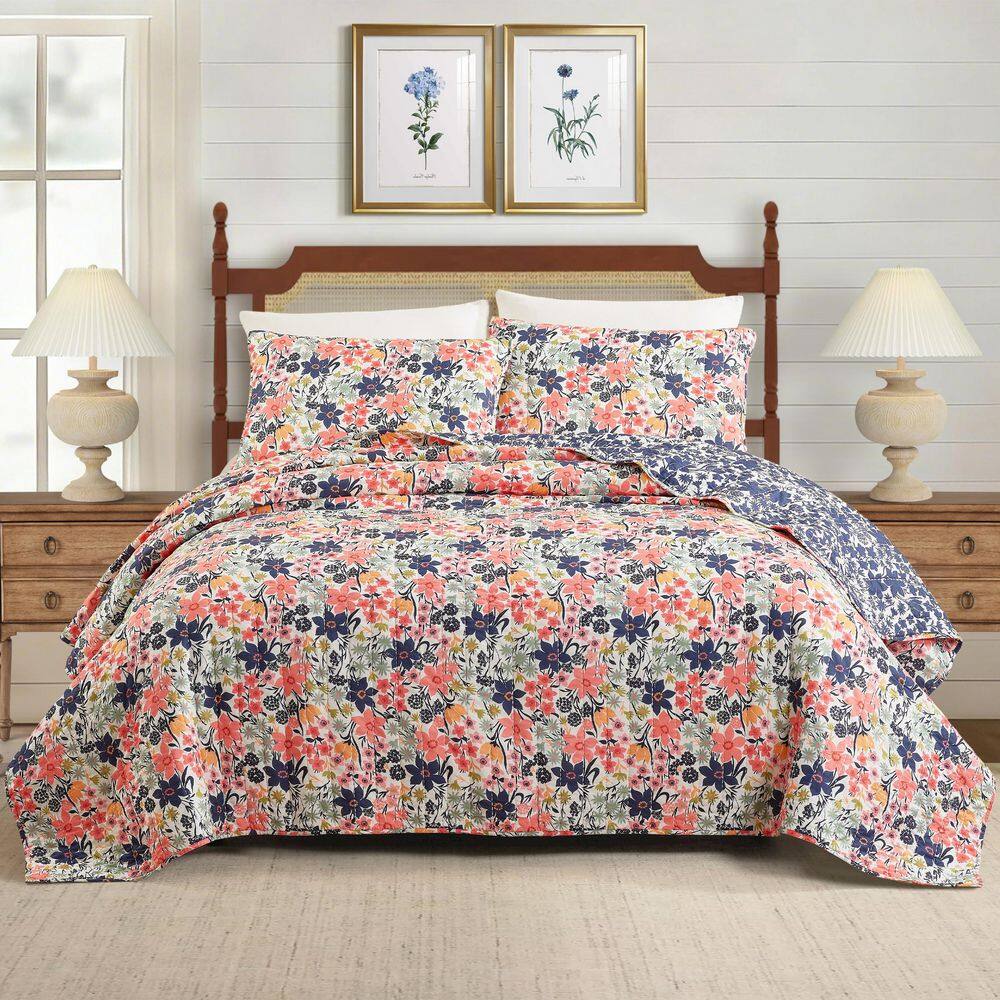 Marsh Hens 3-Piece Multi-Colored Floral Cotton Voile King Quilt Set price history on PriceWatchPro