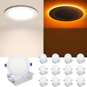 5/6 in. LED Recessed Ceiling Light Adjustable CCT Canless Dimmable Integrated LED Light with Night Light (12-Pack)