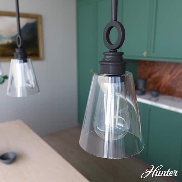 Hunter Klein 1-Light Noble Bronze Island Pendant Light with Clear Glass Shade