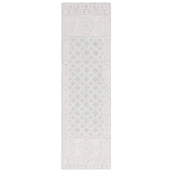 SAFAVIEH Abstract Blue/Ivory 2 ft. x 8 ft. Diamond Border Runner Rug ...