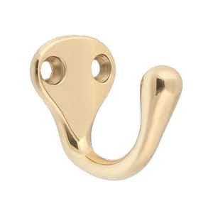 Solid Brass Single Hook in Polished Brass