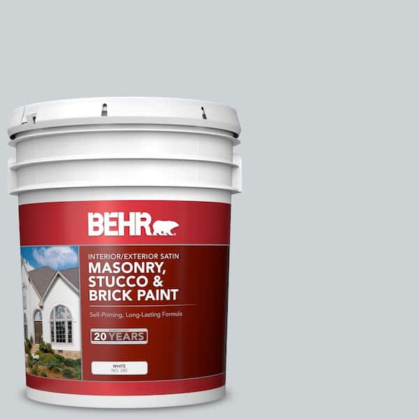 BEHR 5 gal. #N510-1 Silver Shadow Satin Interior/Exterior Masonry, Stucco and Brick Paint