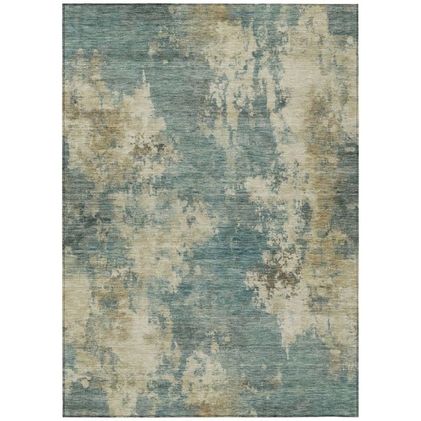 Chantille Machine Washable Indoor/Outdoor Abstract ACN2066 Teal 5 ft. x 7 ft. 6 in. Area Rug