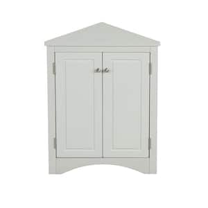 17.2 in. W x 17.2 in. D x 31.5 in. H Gray Freestanding Triangle Linen Cabinet with Adjustable Shelves in Gray