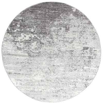 Meckler Silver Gray 7 ft. 10 in. x 7 ft. 10 in. Round Area Rug