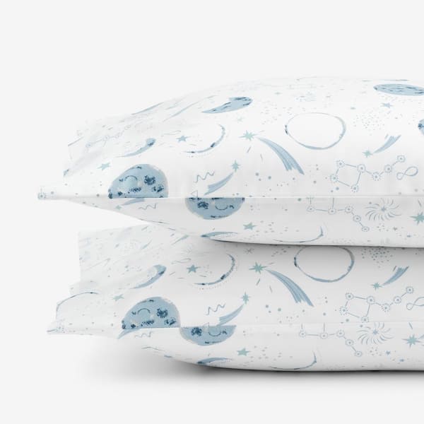 Company Kids Night Sky Blue Multi Organic Cotton Percale Standard Pillowcase (Set of 2)