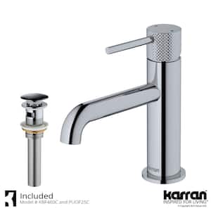 Tryst Single Handle Single Hole Basin Bathroom Faucet with Matching Pop-Up Drain in Chrome