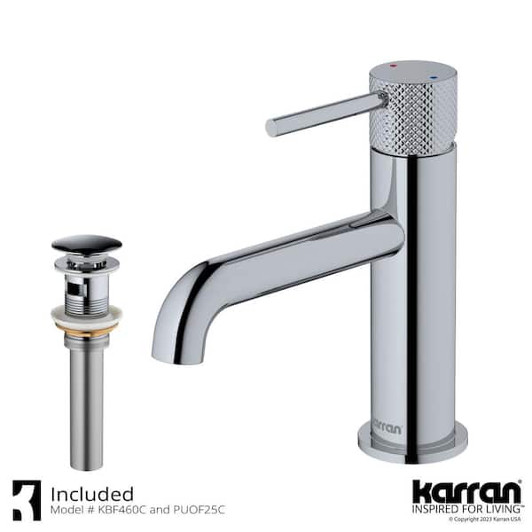 Tryst Single Handle Single Hole Basin Bathroom Faucet with Matching Pop-Up Drain in Chrome