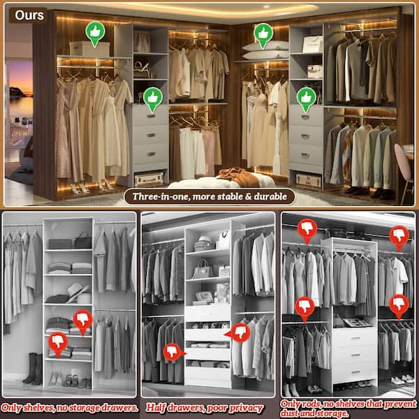 Aheaplus 58 in. W - 96 in. W Grey Tower Wall Mount 7-Shelf Wood